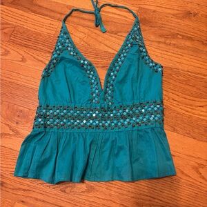Guess Teal Embellished Tank Top